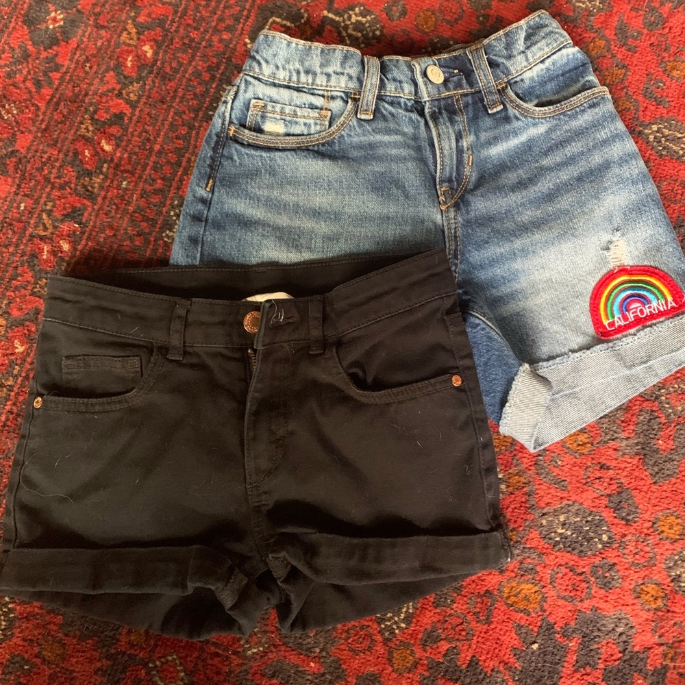 TWO PAIRS GIRLS DENIM SHORTS